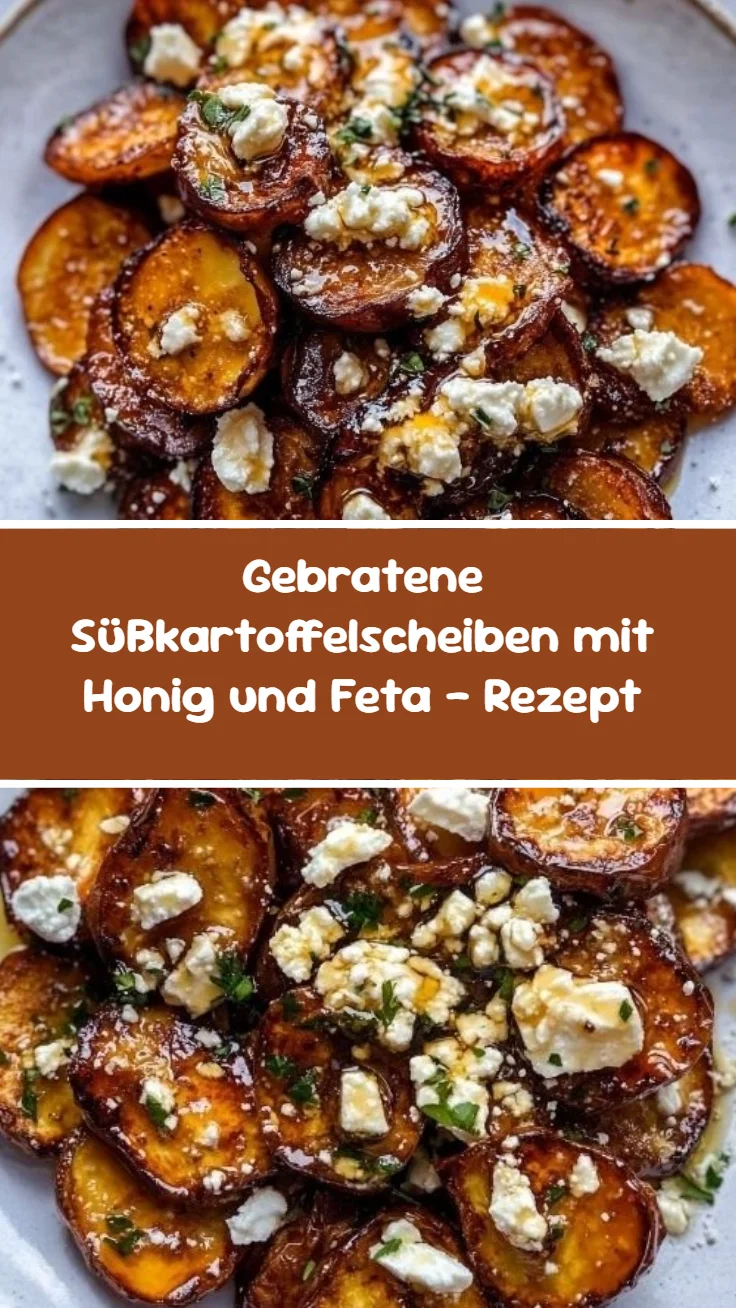 Gebratene Süßkartoffelscheiben mit Honig und Feta – Rezept
