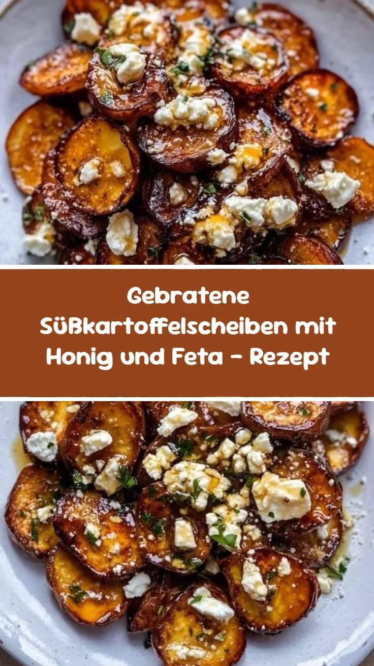 Gebratene Süßkartoffelscheiben mit Honig und Feta – Rezept