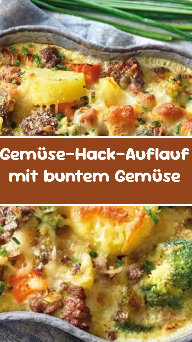 Gemüse-Hack-Auflauf mit buntem Gemüse