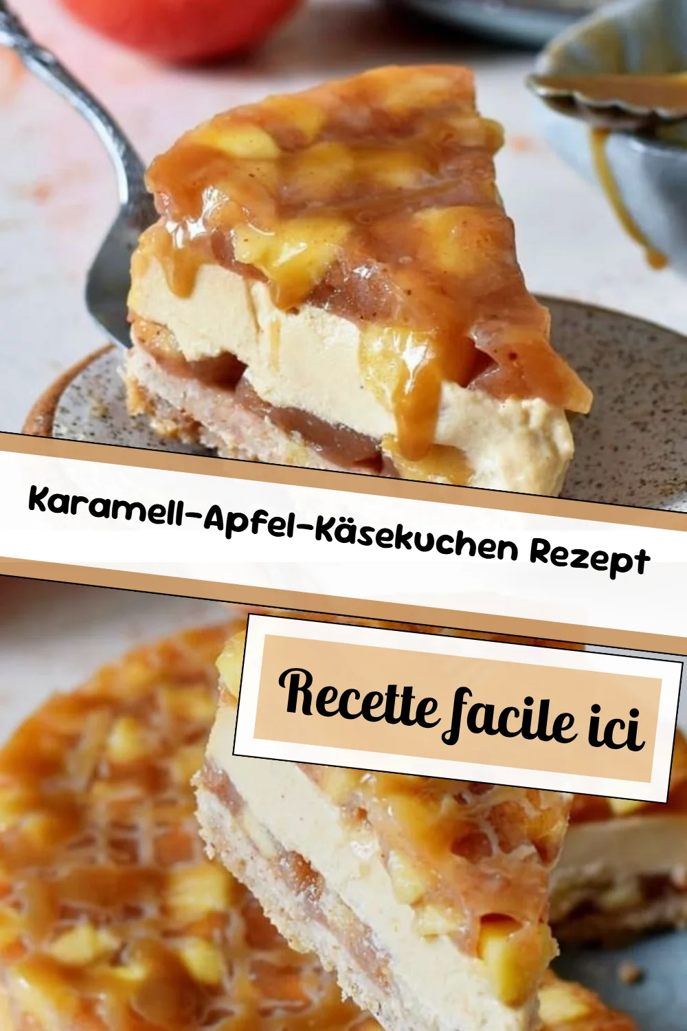 Karamell-Apfel-Käsekuchen Rezept