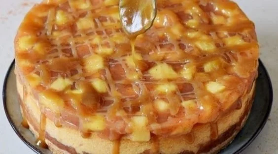 Apfel-Käsekuchen mit Karamell