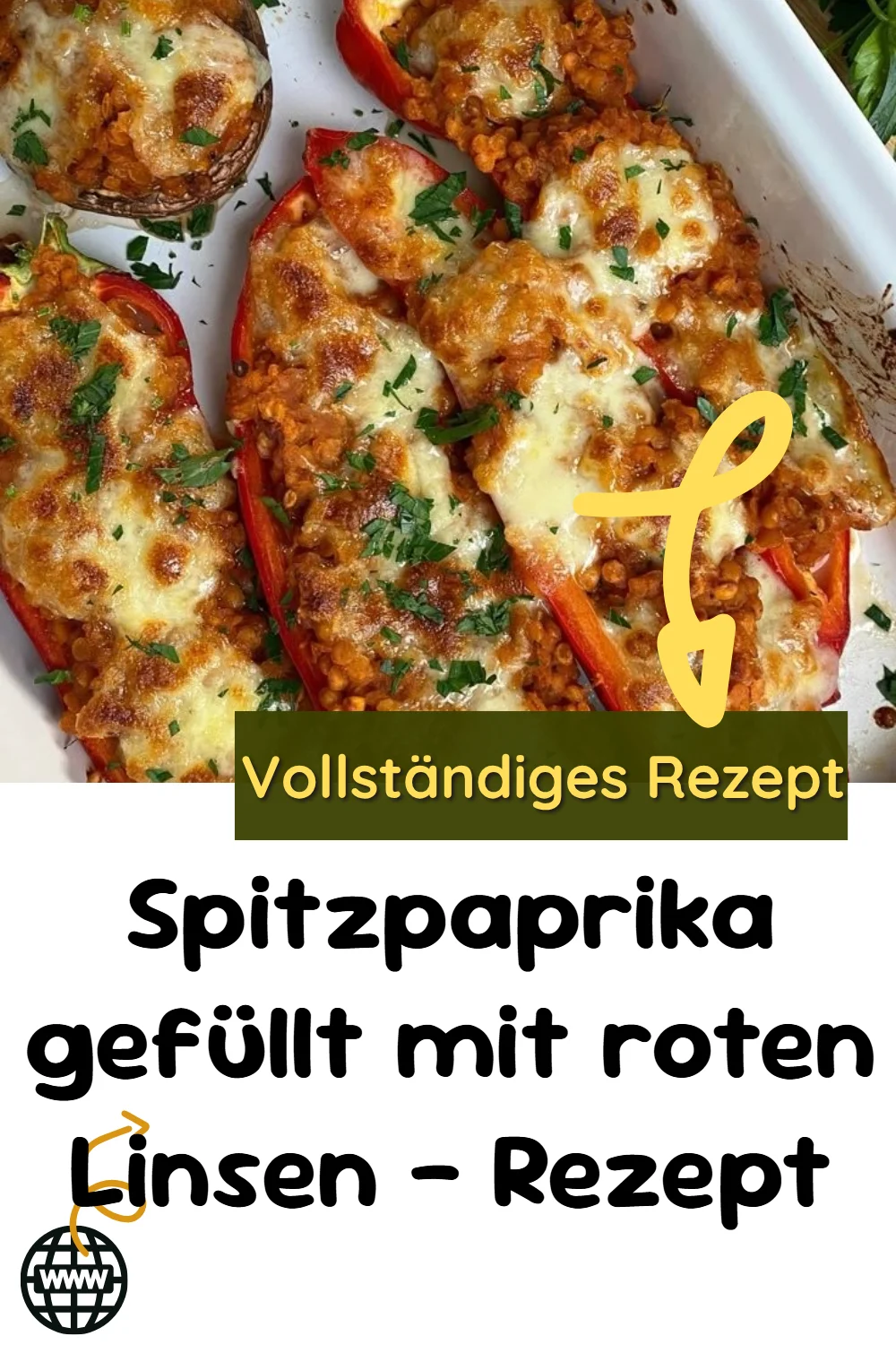 Spitzpaprika gefüllt mit roten Linsen – Rezept