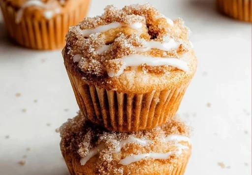Zimt-Schnecken-Muffins frisch gebacken auf einem Teller